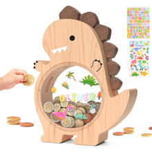 Load image into Gallery viewer, Summidate Wooden Dinosaur Piggy Bank for Kids Tyrannosaurus
