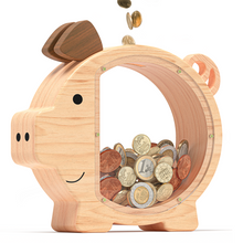 Load image into Gallery viewer, Wooden Piggy Bank for Kids
