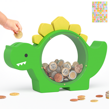 Load image into Gallery viewer, Wooden Dinosaur Piggy Bank for Kids
