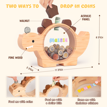 Load image into Gallery viewer, Wooden Dinosaur Piggy Bank for Kids
