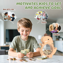 Load image into Gallery viewer, Summidate Wooden Dinosaur Piggy Bank for Kids Tyrannosaurus
