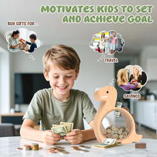 Load image into Gallery viewer, Wooden Dinosaur Piggy Bank for Kids Brachiosaurus
