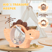 Load image into Gallery viewer, Wooden Dinosaur Piggy Bank for Kids
