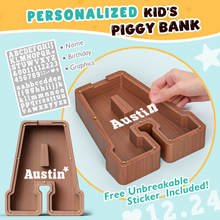 Load image into Gallery viewer, Summidate Wooden Letter Piggy Bank| 1.6&#39;&#39; Extra Thick Piggy Bank
