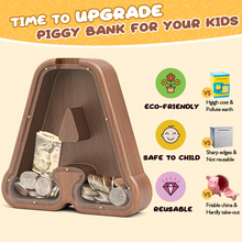 Load image into Gallery viewer, Summidate Wooden Letter Piggy Personalized Cute Initial Money Banks

