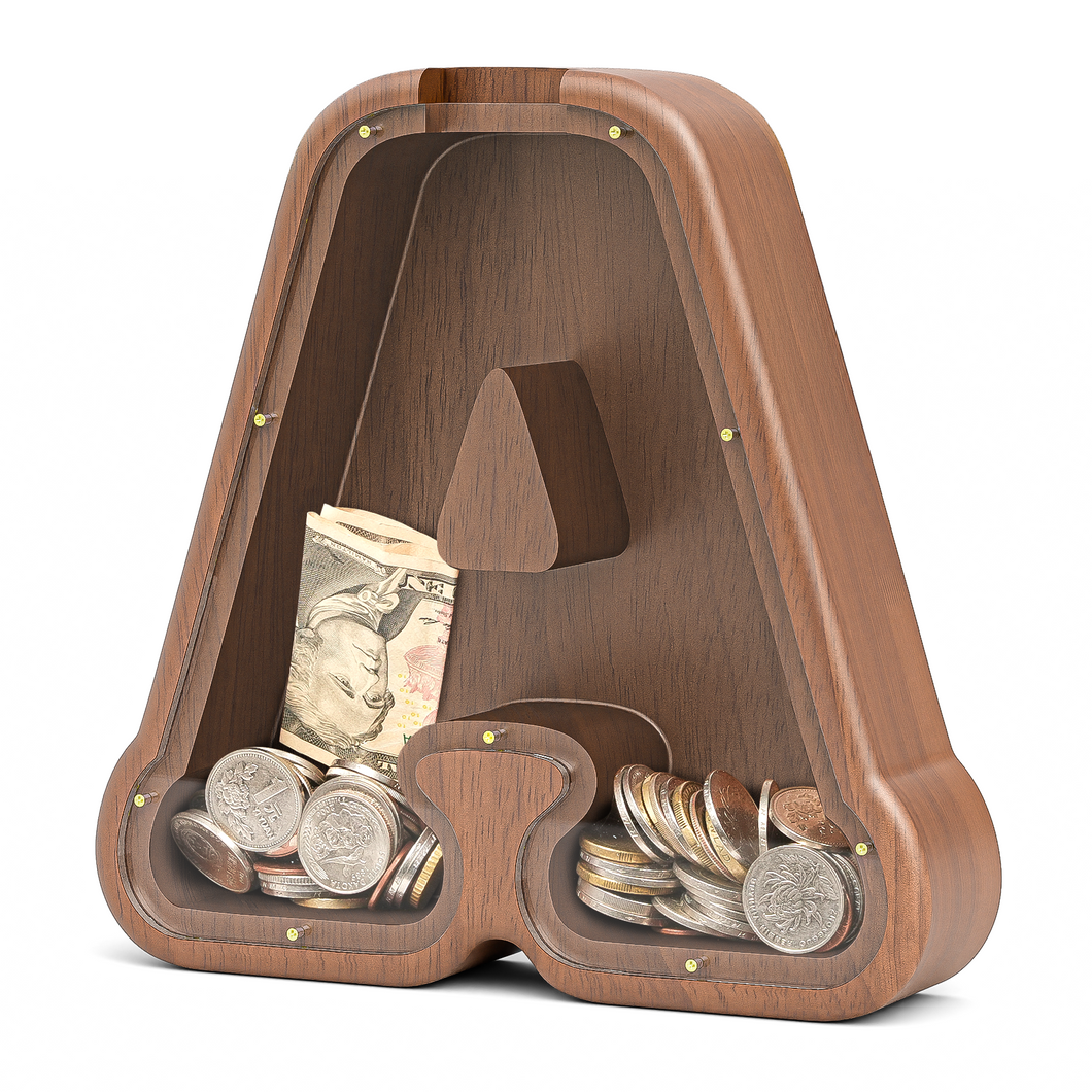 Summidate Wooden Letter Piggy Personalized Cute Initial Money Banks