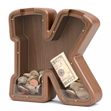 Load image into Gallery viewer, Summidate Wooden Letter Piggy Personalized Cute Initial Money Banks
