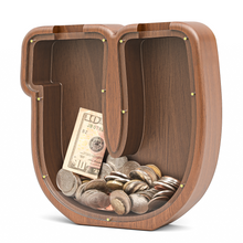 Load image into Gallery viewer, Summidate Wooden Letter Piggy Personalized Cute Initial Money Banks
