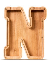 Load image into Gallery viewer, SummiDate Wooden Letter Piggy Bank
